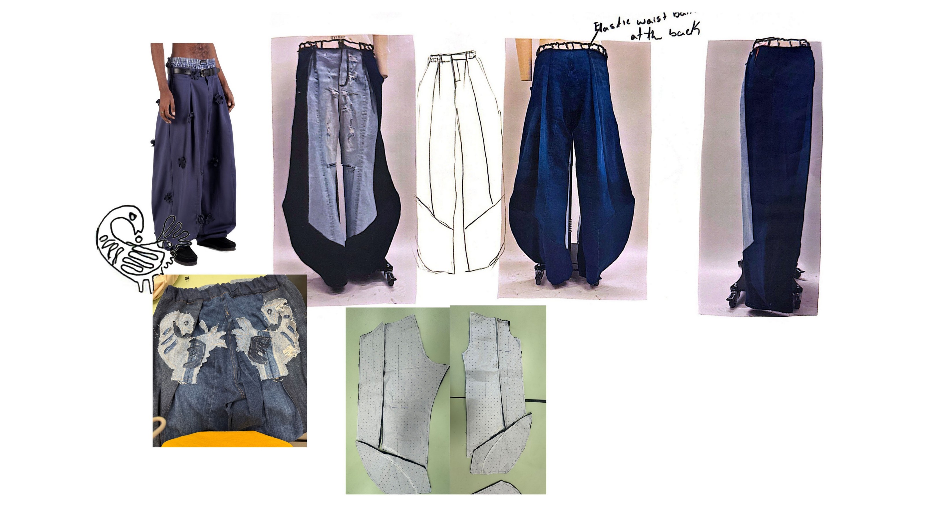 Finished denim trouser on a mannequin